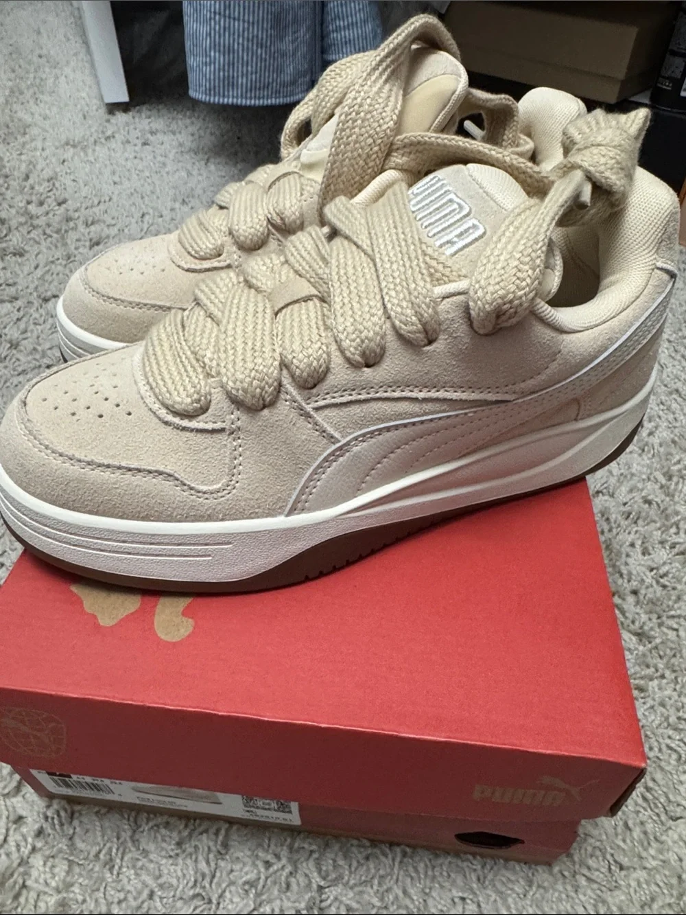 Puma Cream Suede Platform Sneakers